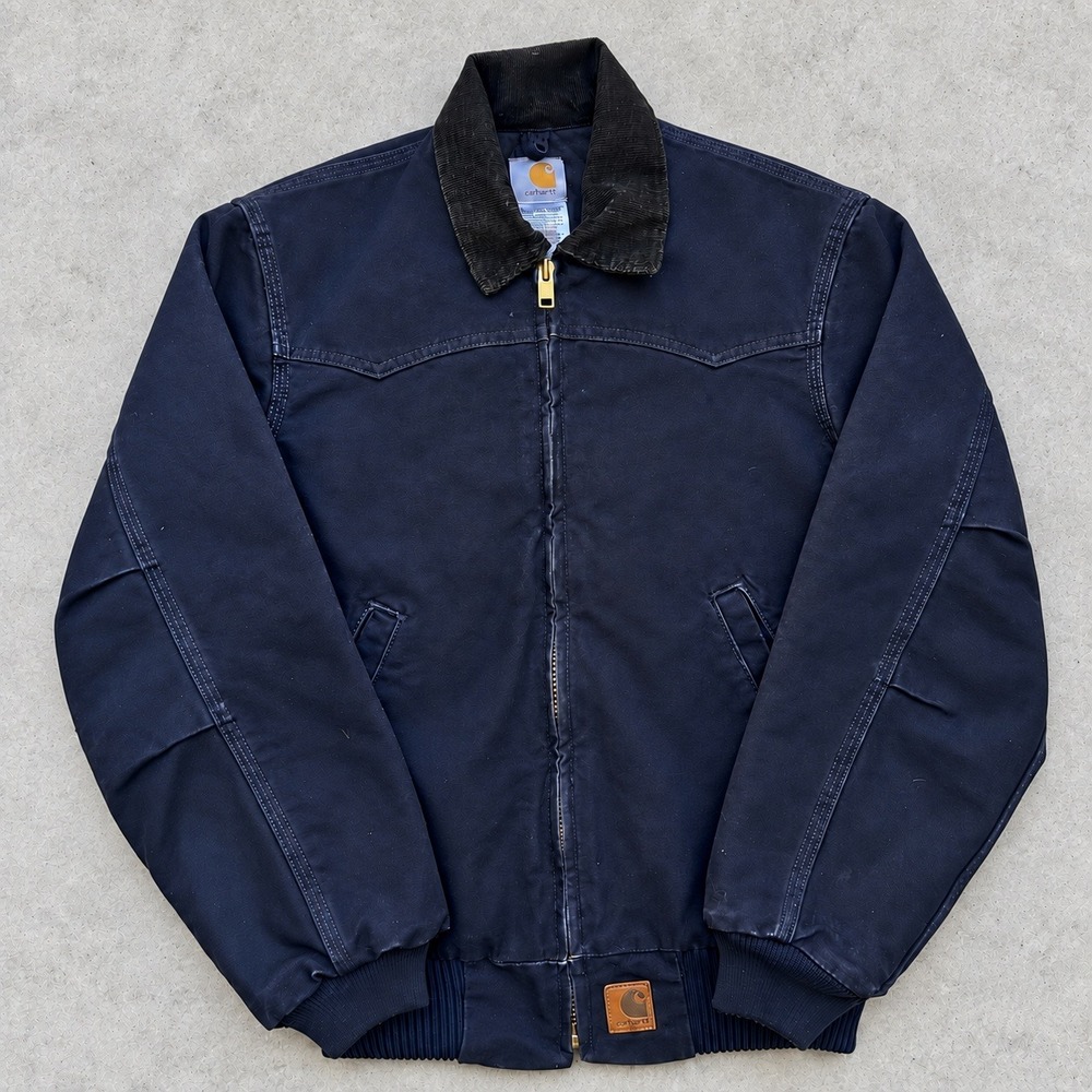 Carhartt Santa Fe Jacket Navy Blue Duck Canvas Western J14 MDT Small